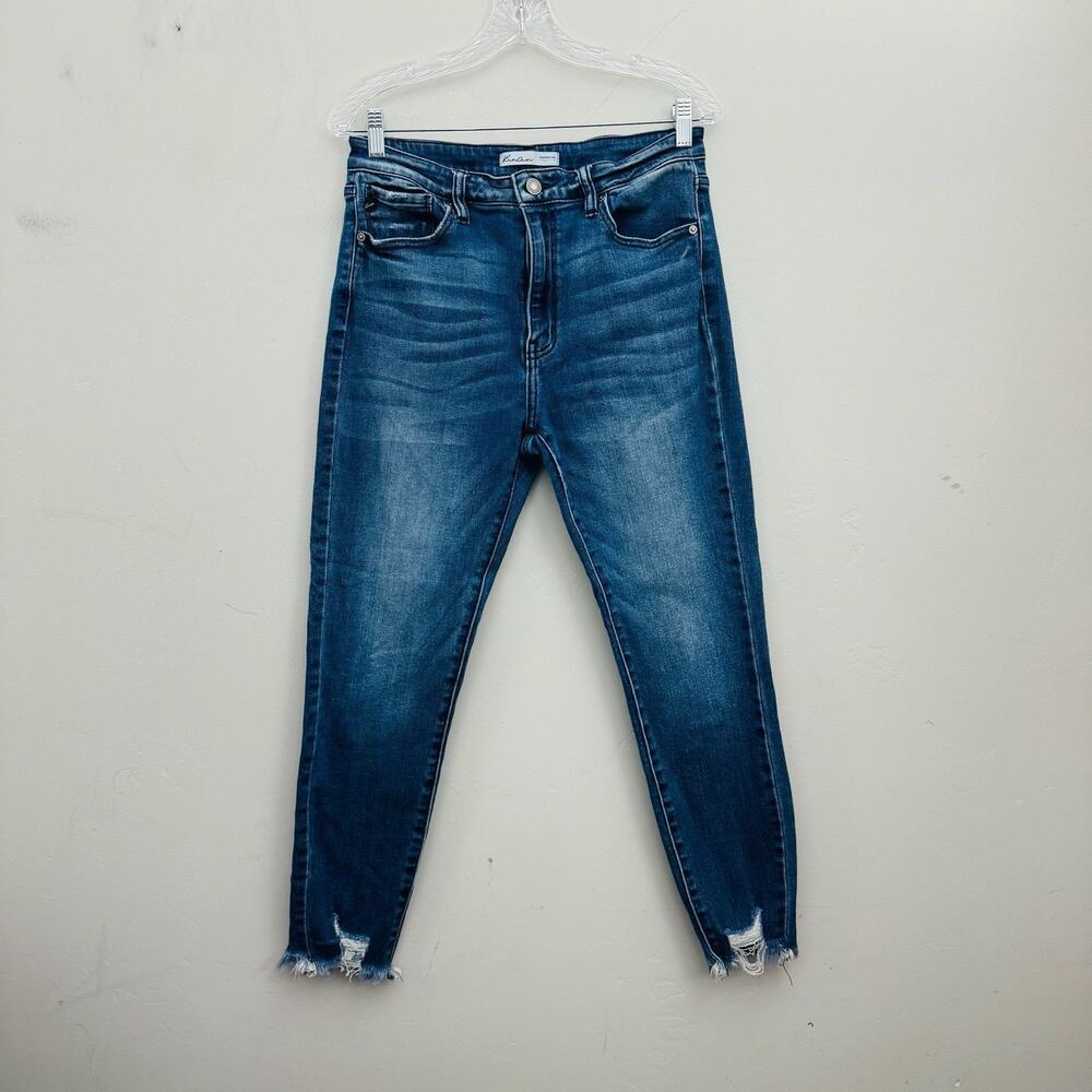 KanCan Women’s Straight Leg Jeans in Dark Blue Wash